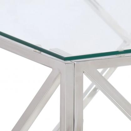 Soffbord rostfritt stl silver och hrdat glas 100x100x50 cm , hemmetshjarta.se