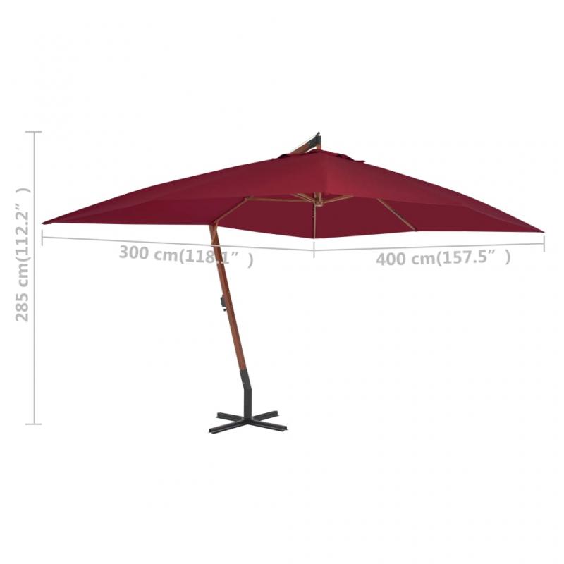 Frihngande parasoll med trstng 400x300 cm vinrd , hemmetshjarta.se