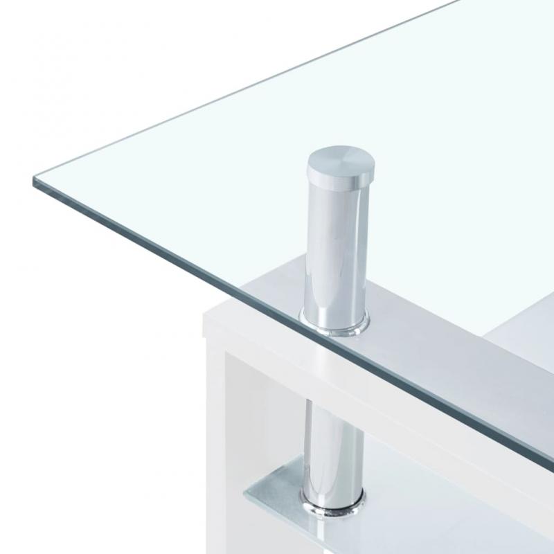 Soffbord 95x55x40 cm vit och transparent hrdat glas , hemmetshjarta.se