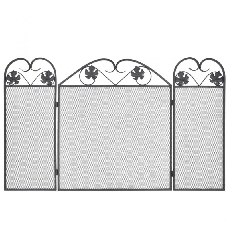 Gnistskydd med 3 paneler jrn svart 102 x 61 cm , hemmetshjarta.se