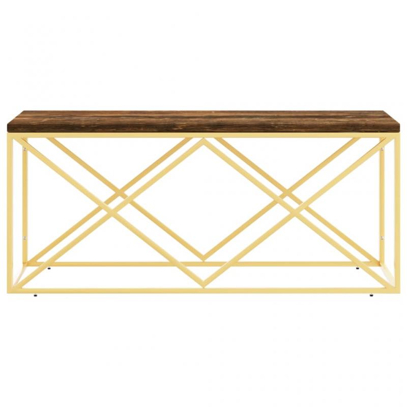 Soffbord rostfritt stl guld och massivt tervunnet tr 110x45x45 cm , hemmetshjarta.se