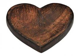 Dekorativ Skål Hjärta av mangoträ, brun (B/H/D) 20x4x19cm , hemmetshjarta.se