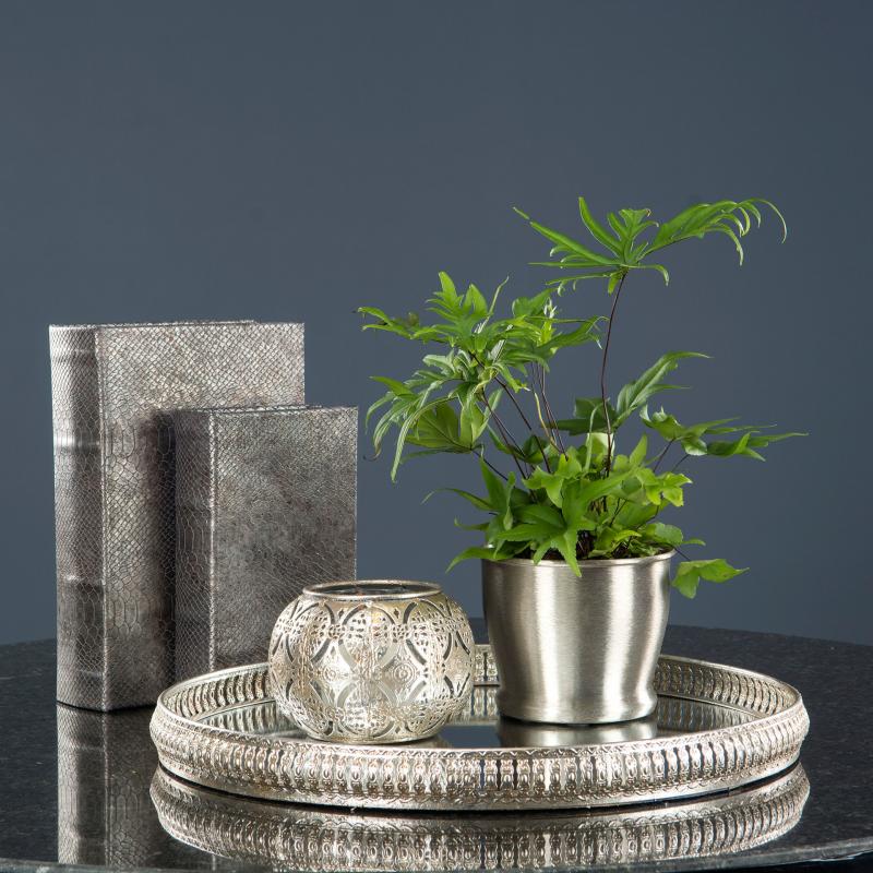 A Lot Decoration - Dekorativ Bricka Spegel Rund Silver 44x6cm 3-pack , hemmetshjarta.se