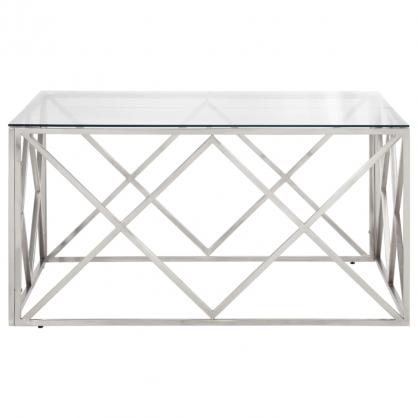 Soffbord rostfritt stl silver och hrdat glas 100x100x50 cm , hemmetshjarta.se