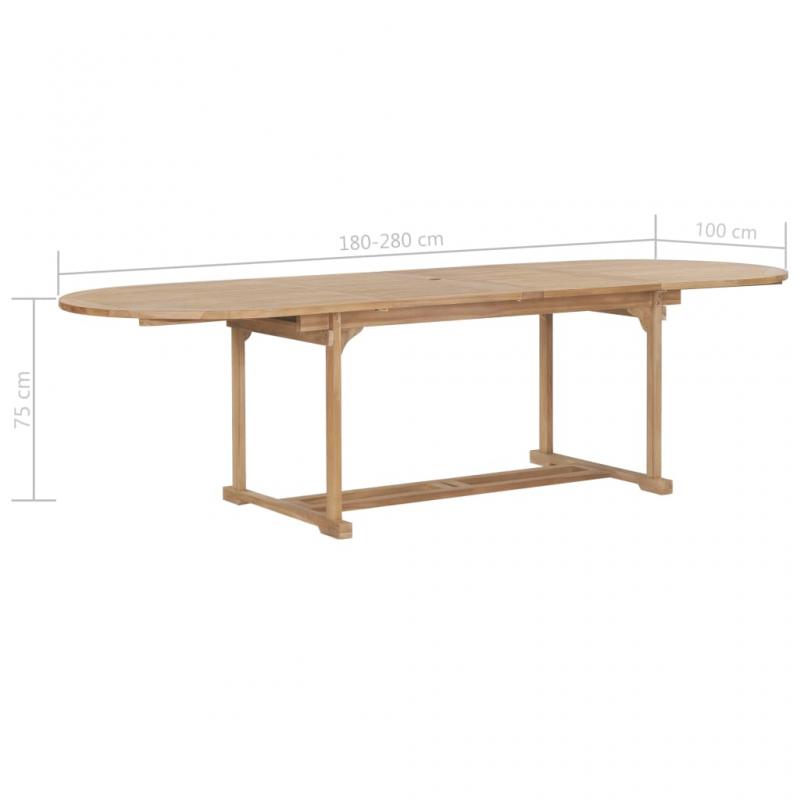 Matbord fr trdgrd utdragbart (180-280)x100x75 cm massiv teak oval , hemmetshjarta.se