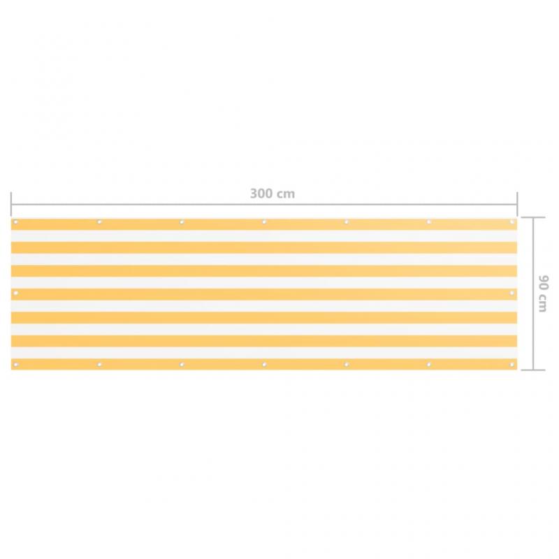 Balkongskrm vit och gul 90x300 cm oxfordtyg , hemmetshjarta.se