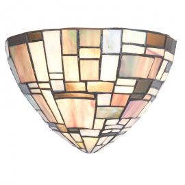 Vägglampa Tiffany 30x16x18 cm E14/Max 1x40W Brun, Beige Glas Art Deco Triangle , hemmetshjarta.se