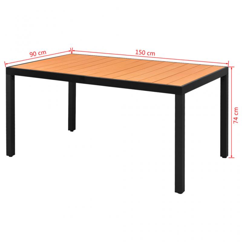 Matbord fr trdgrd 150x90x74 cm brun aluminium och WPC , hemmetshjarta.se