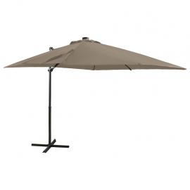 Frihängande parasoll med stång och LED taupe 250 cm , hemmetshjarta.se