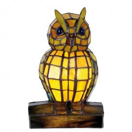 Dekorativ lampa Tiffany Owl 15x12x22 Cm E14/Max 1x40W Gult , hemmetshjarta.se