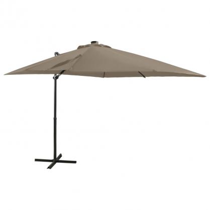 Frihngande parasoll med stng och LED taupe 250 cm , hemmetshjarta.se