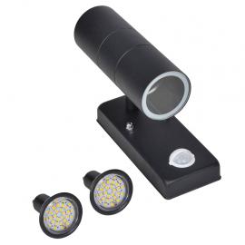 LED Vägglampa rostfritt stål cylinderformad svart med sensor , hemmetshjarta.se