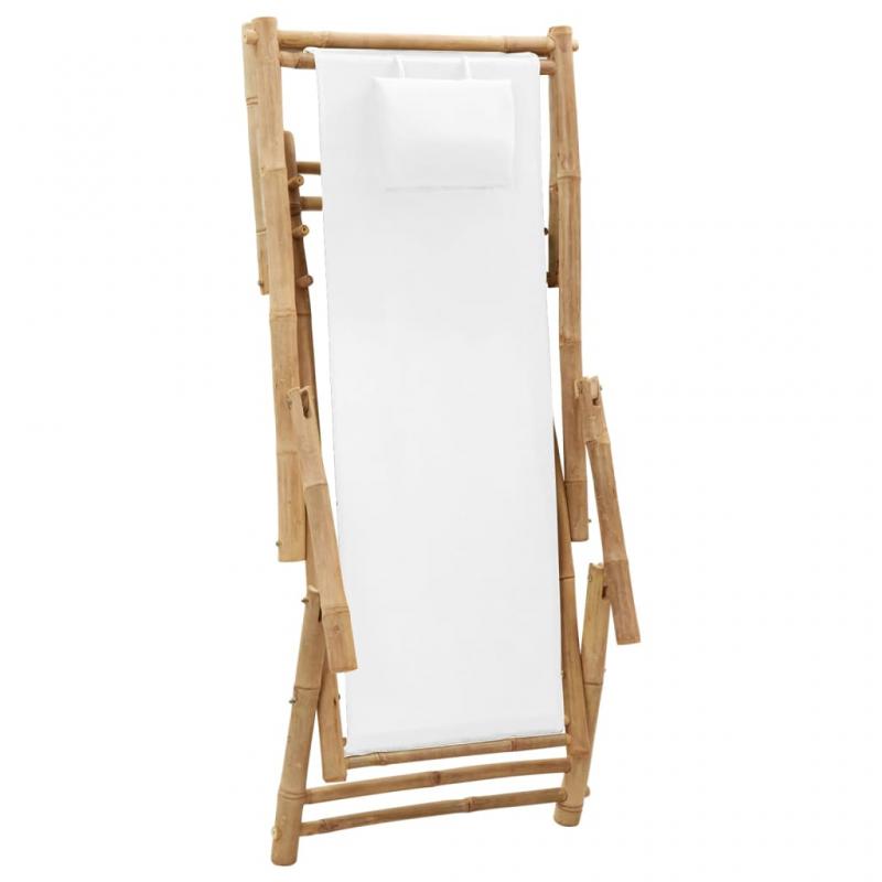 Solstol bambu och kanvas grddvit , hemmetshjarta.se