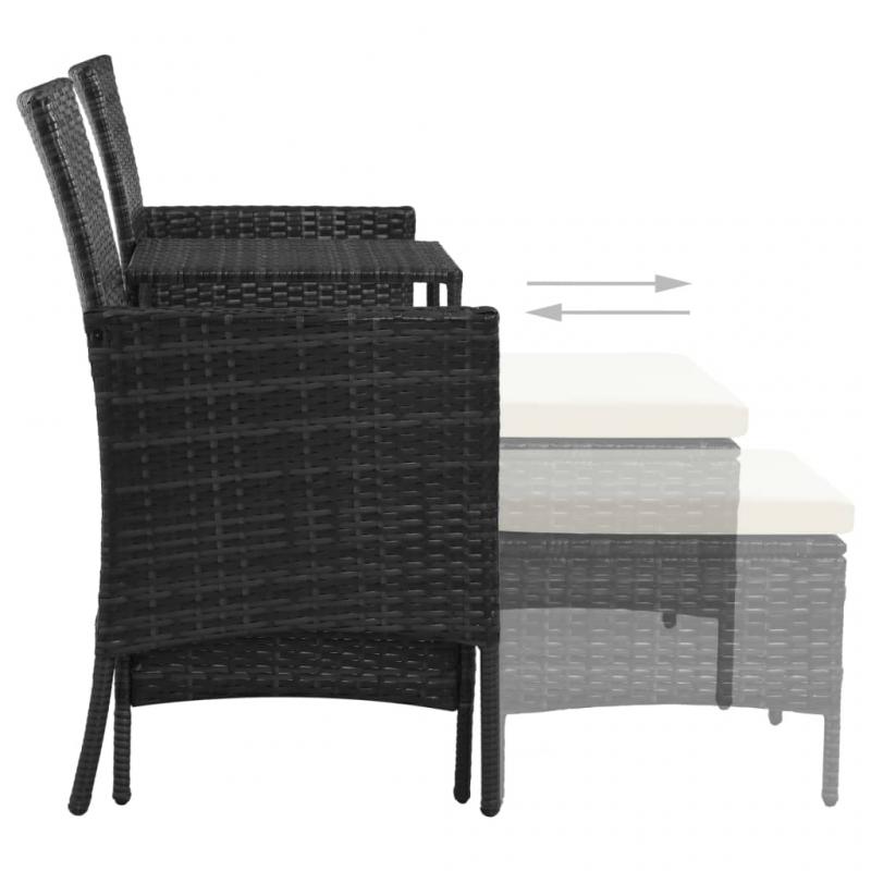 Trdgrdssoffa 2-sits med bord & fotpallar konstrotting svart , hemmetshjarta.se