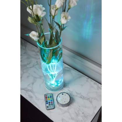 Vattentt dekorationspuck med LED-ljus Fjrrkontroll RGB (Rd-Grn-Bl) , hemmetshjarta.se