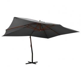 Frihängande parasoll med trästång 400x300 cm antracit , hemmetshjarta.se