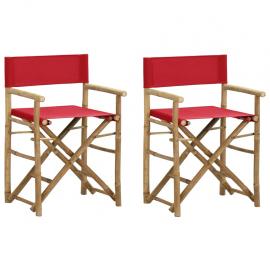 Hopfällbar regissörsstol bambu 2 st röd , hemmetshjarta.se