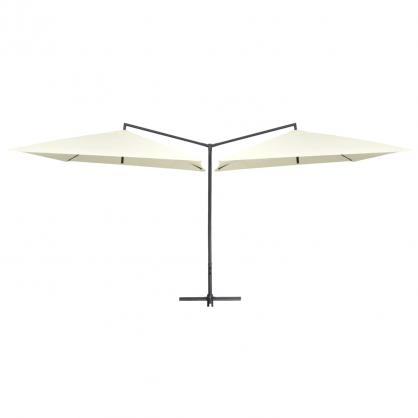 Dubbelt parasoll med stlstng 250x250 cm sandvit , hemmetshjarta.se