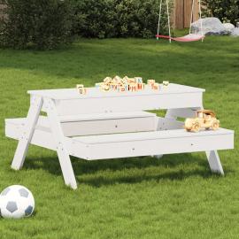 Picknickbord för barn med sandlåda vit massivt furu , hemmetshjarta.se