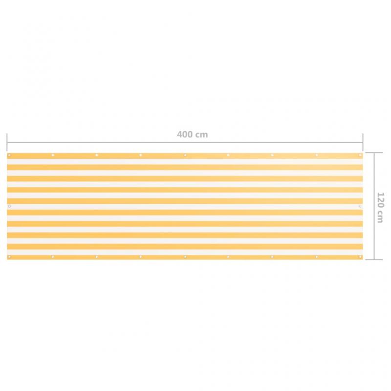 Balkongskrm vit och gul 120x400 cm oxfordtyg , hemmetshjarta.se