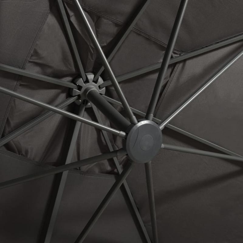 Frihngande parasoll med stng och LED antracit 300 cm , hemmetshjarta.se
