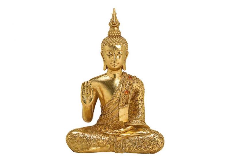 Dekoration Buddha guld polyresin (B/H/D) 21x31x10cm , hemmetshjarta.se