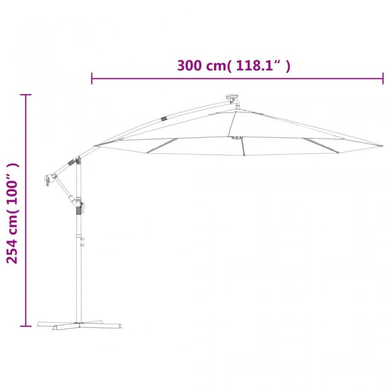 Frihngande parasoll med stng och LED terrakotta 300 cm , hemmetshjarta.se
