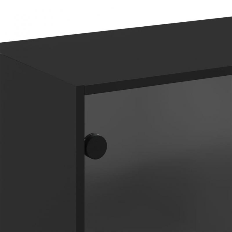 Vggskp svart 68x37x68,5 cm med glasdrrar , hemmetshjarta.se
