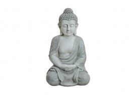 Dekoration Buddha XL grå sittande polyresin (B/H/D) 35x47x32 cm , hemmetshjarta.se