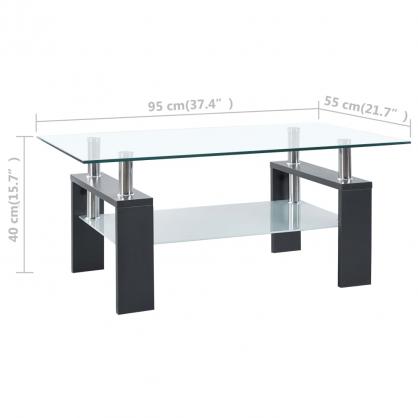 Soffbord 95x55x40 cm gr och transparent hrdat glas , hemmetshjarta.se