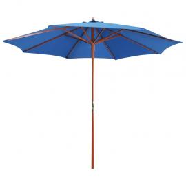 Parasoll med trästång 300x258 cm blå , hemmetshjarta.se