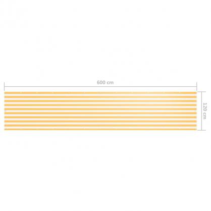 Balkongskrm vit och gul 120x600 cm oxfordtyg , hemmetshjarta.se