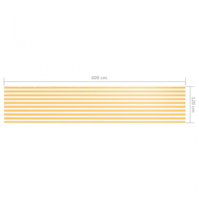 Balkongskrm vit och gul 120x600 cm oxfordtyg , hemmetshjarta.se