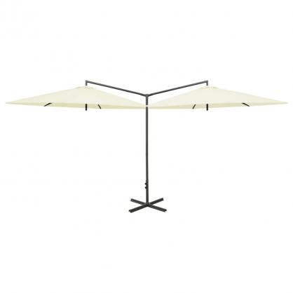 Dubbelt parasoll med stlstng sandfrgat 600 cm , hemmetshjarta.se