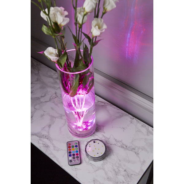 Vattentt dekorationspuck med LED-ljus Fjrrkontroll RGB (Rd-Grn-Bl) , hemmetshjarta.se