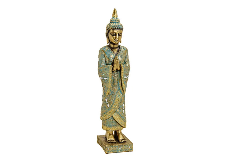 Dekoration Buddha XL guld stende polyresin (B/H/D) 13x55x13cm , hemmetshjarta.se