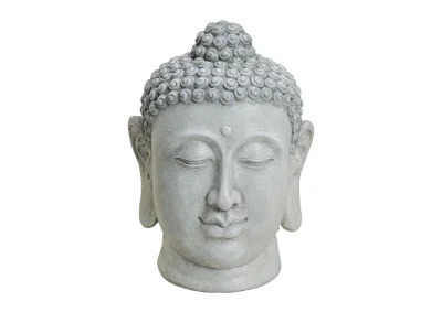 Dekoration Buddha XL gr huvud magnesia (B/H/D) 33x48x33 cm , hemmetshjarta.se