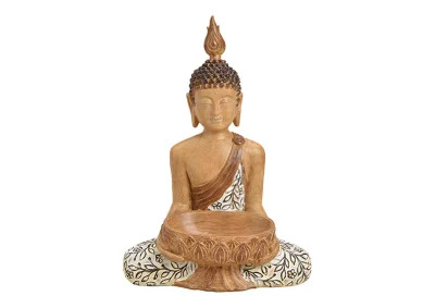 Dekoration Buddha beige sittande polyresin (B/H/D) 46x35x48 cm , hemmetshjarta.se