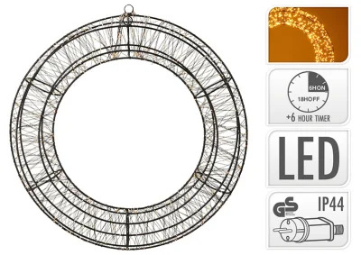 Ljuskrans Cirkel extra varmvit 1440 LED timer EL IP44 (B/H/D) 50x50x4cm , hemmetshjarta.se