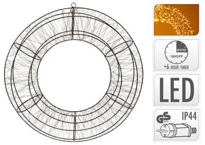 Ljuskrans Cirkel extra varmvit 1800 LED timer EL IP44 (B/H/D) 58x58x4cm , hemmetshjarta.se